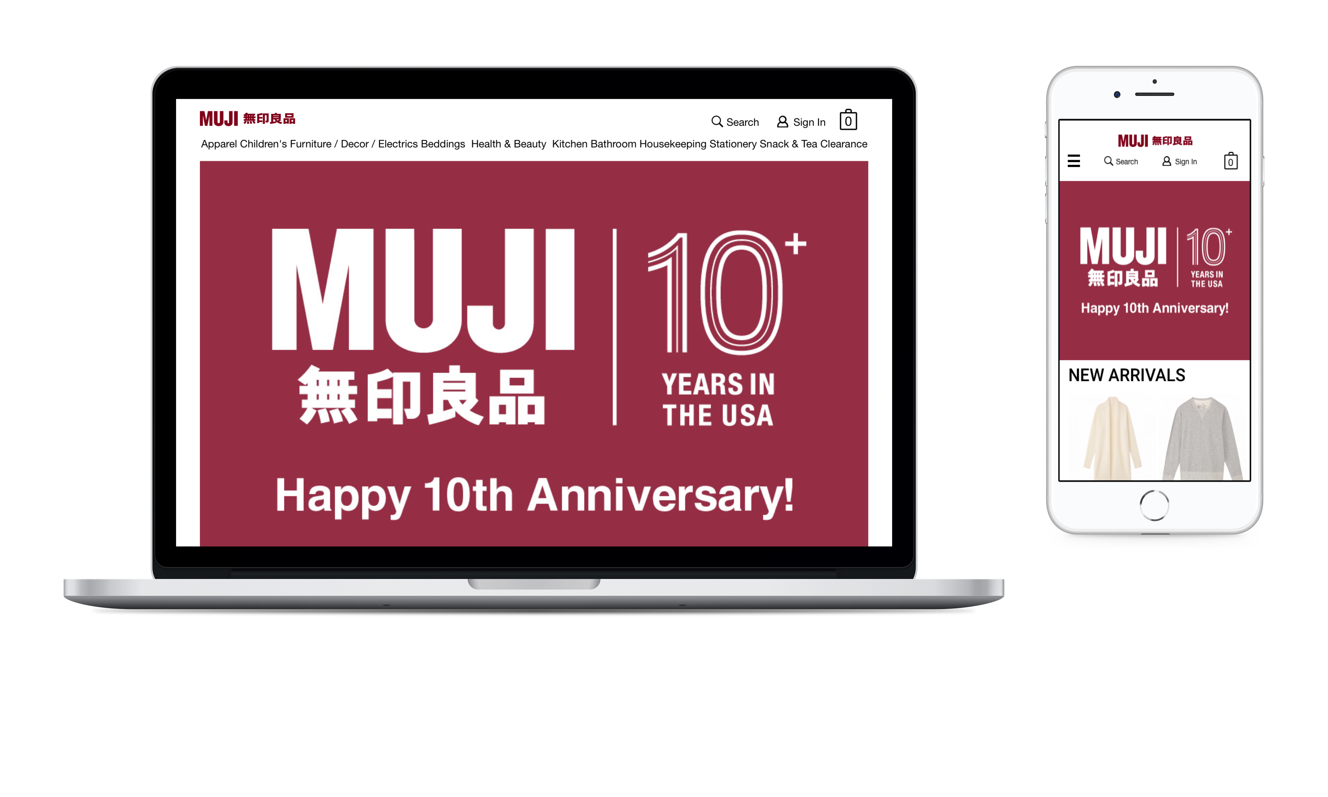 Desktop and Mobile Muji Responsive Web Design